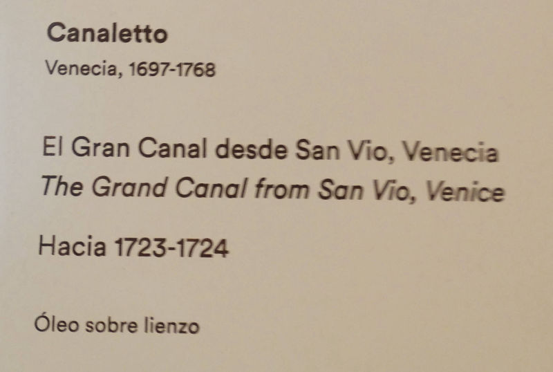 The Grand Canal from San Vio, Venice - Canaletto. Museo Nacional  Thyssen-Bornemisza